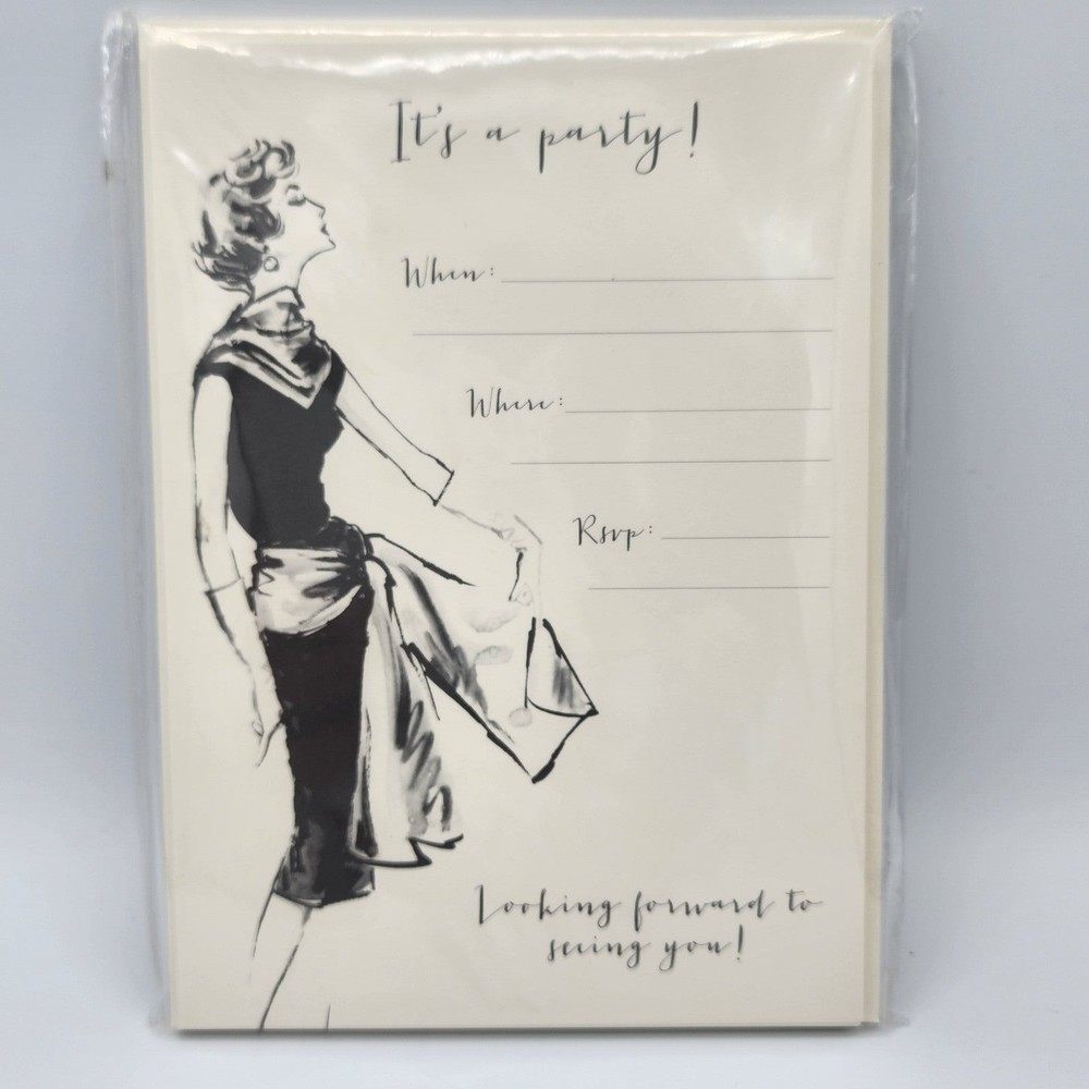 Timeless Vogue Audrey Hepburn Style Party Invitations & Envelopes 10 @ 5x7"